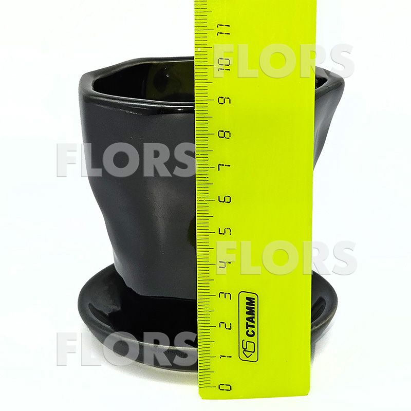 Комплект из 2-х горшков керамика Грани черный