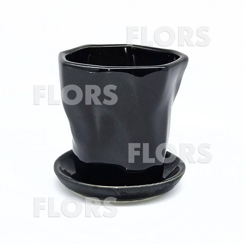 Комплект из 2-х горшков керамика Грани черный