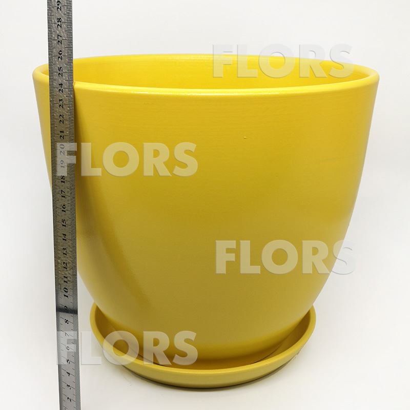 Колор желтый диаметр 26см горшок керамический