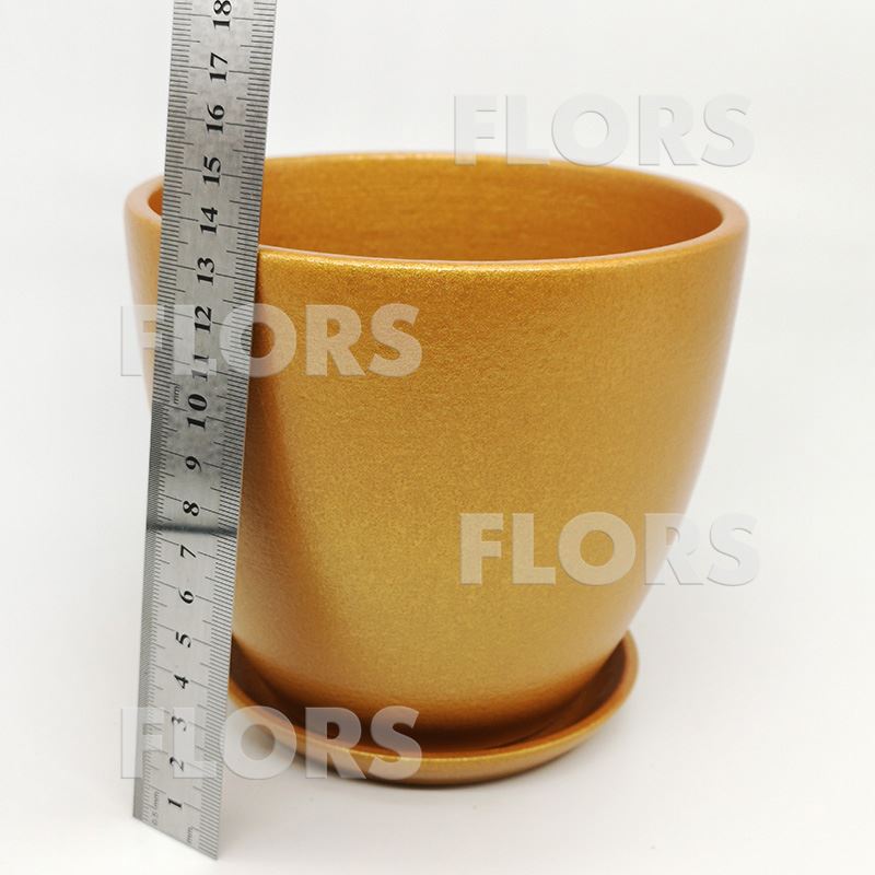 Горшок керамика Колор золотой