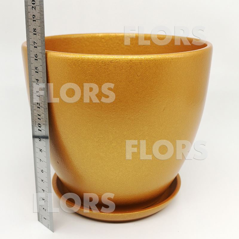 Горшок керамика Колор золотой