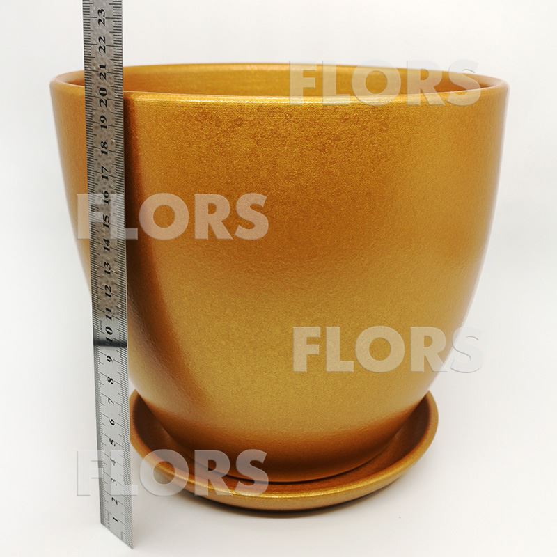 Горшок керамика Колор золотой