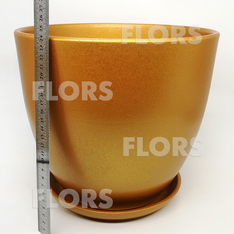 Горшок керамика Колор золотой