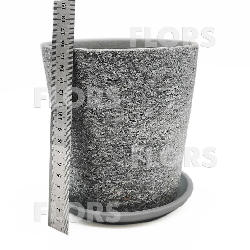 Горшок керамика Конус камень серый