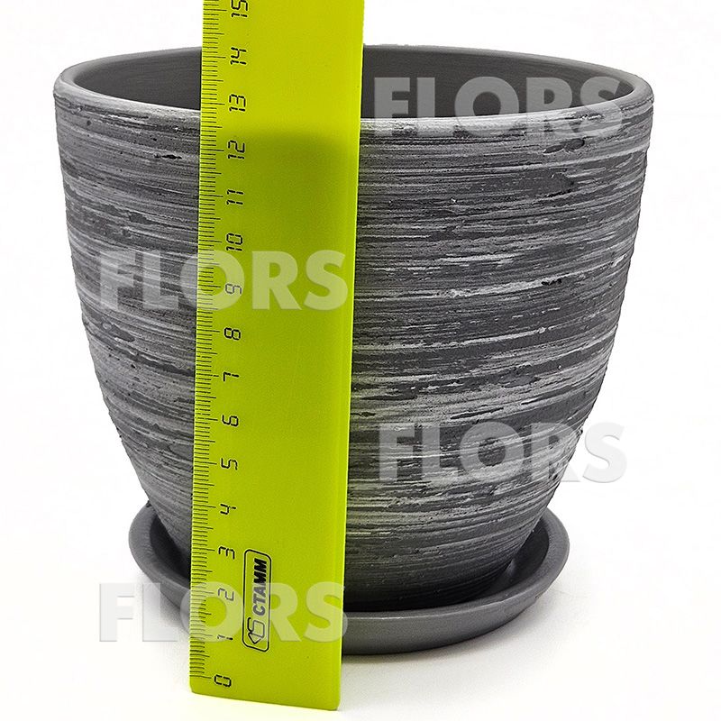 Горшок керамика Колор Л серо-белый