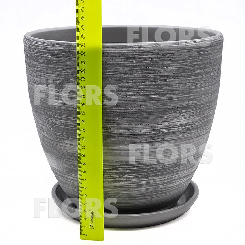 Горшок керамика Колор Л серо-белый