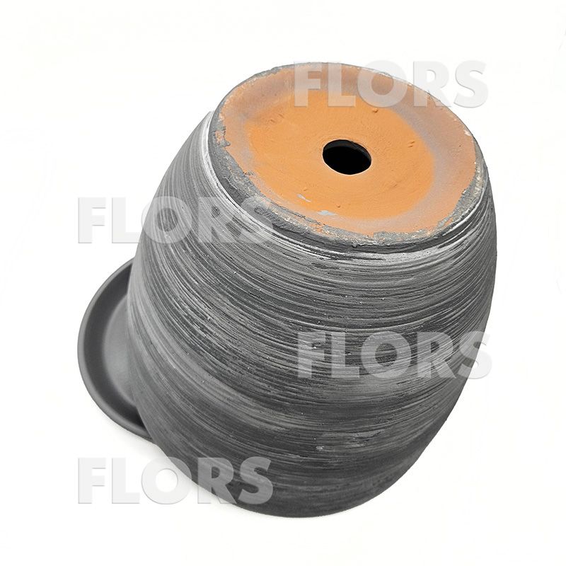 Горшок керамика Колор Л серо-белый