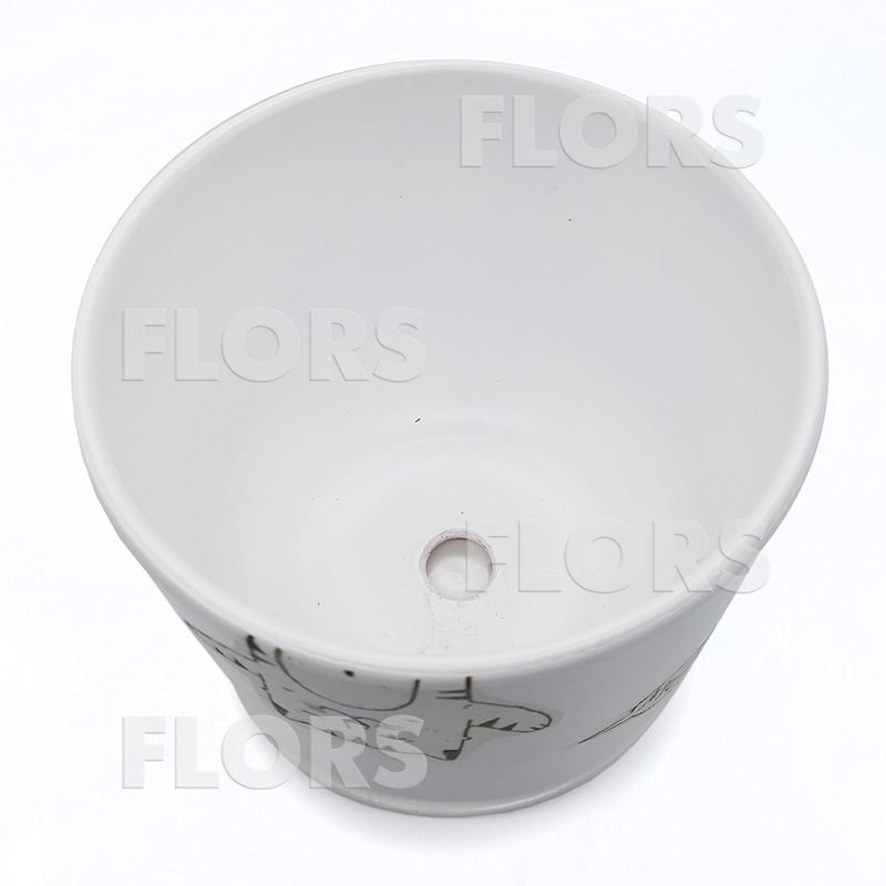 Горшок керамика Цилиндр Мяун белый