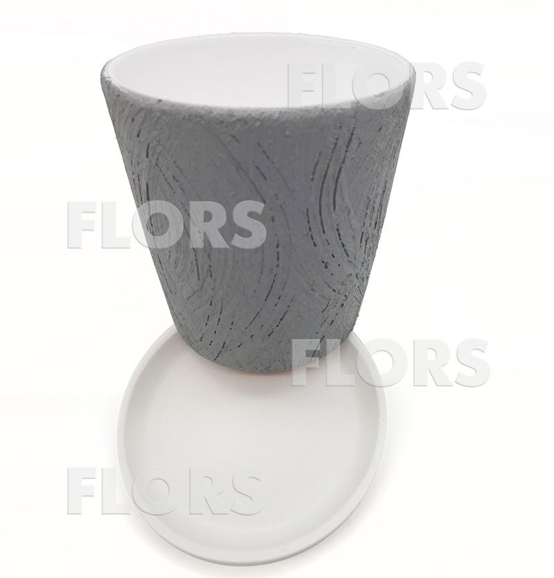 Горшок керамика Конус Дерево серый