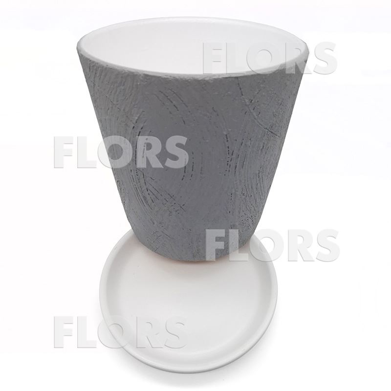 Горшок керамика Конус Дерево серый