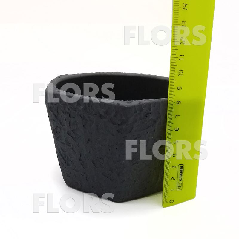 Горшок керамика Шестигранник Л черный