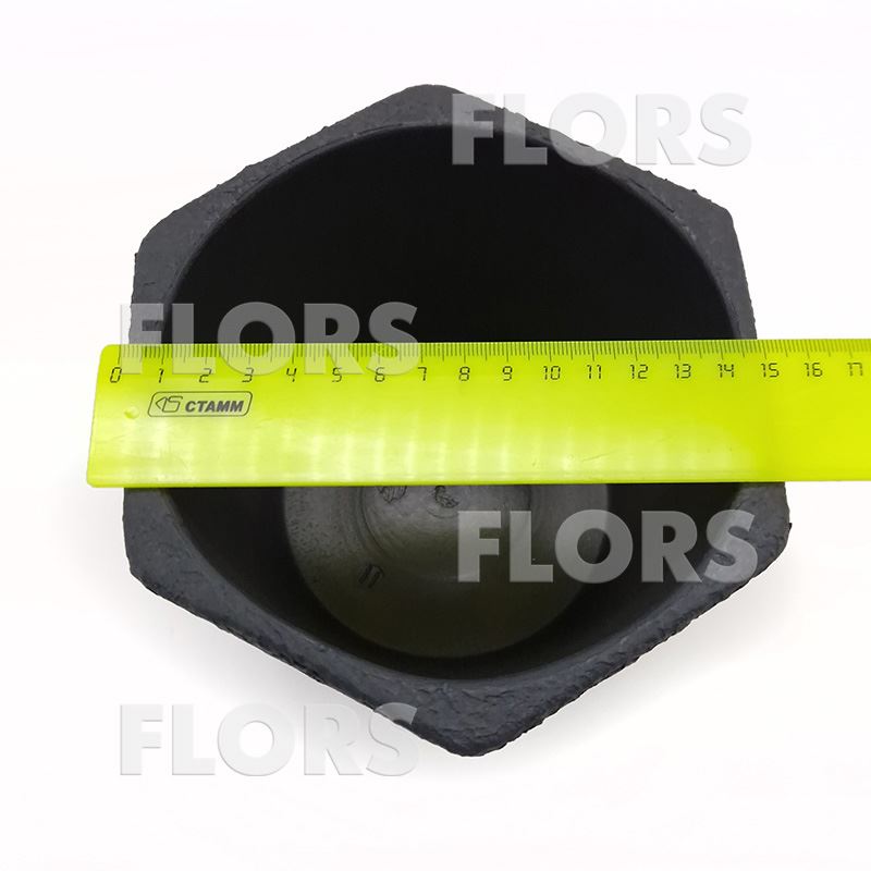 Горшок керамика Шестигранник Л черный