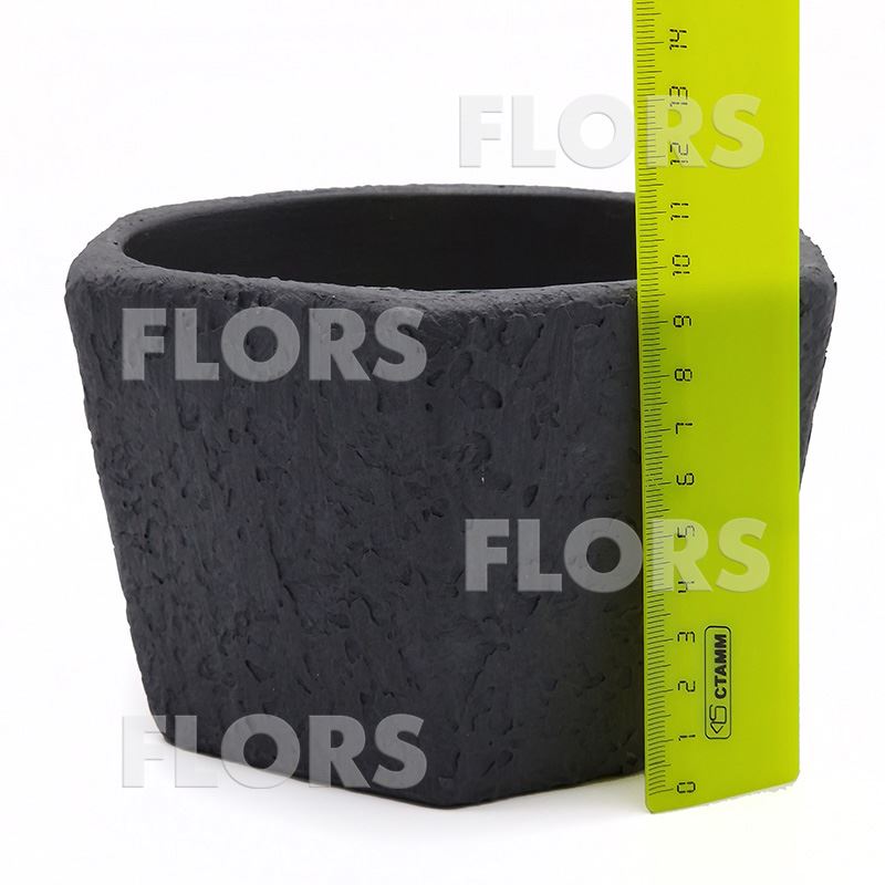 Горшок керамика Шестигранник Л черный