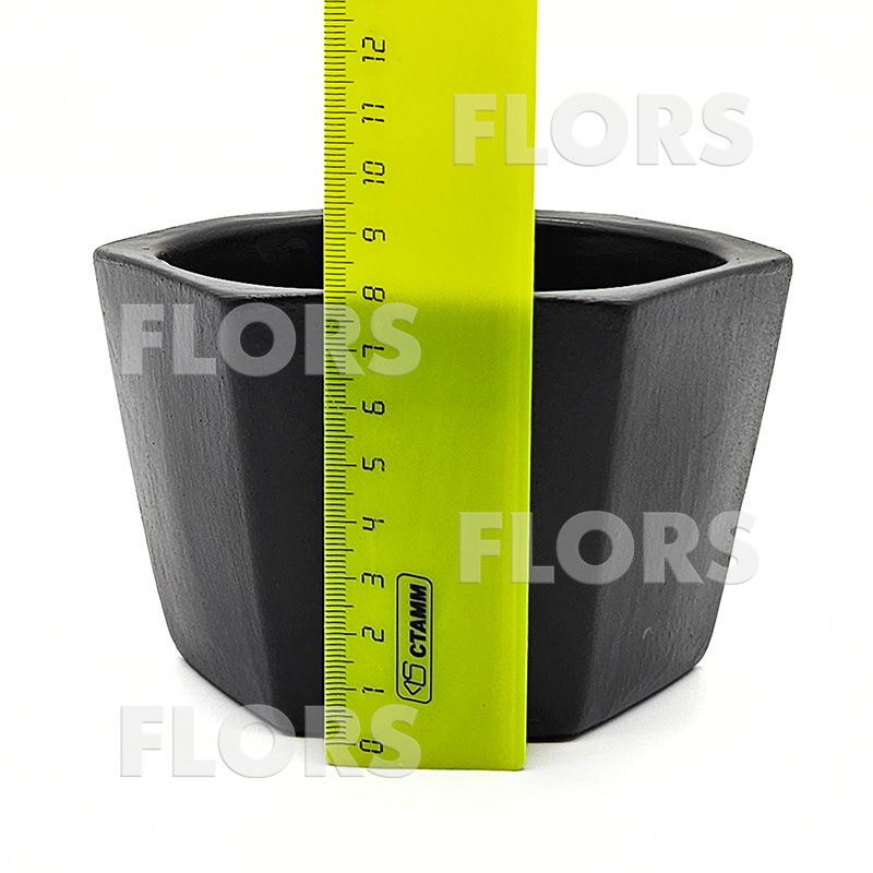 Горшок керамика Шестигранник Черный