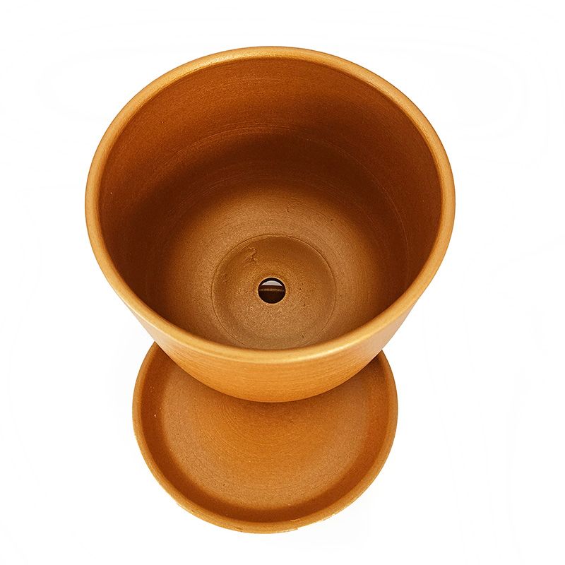 Горшок керамика Цилиндр золотой