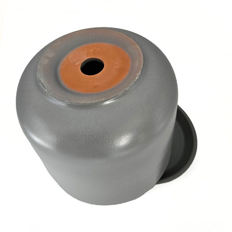 Горшок керамика Цилиндр серый