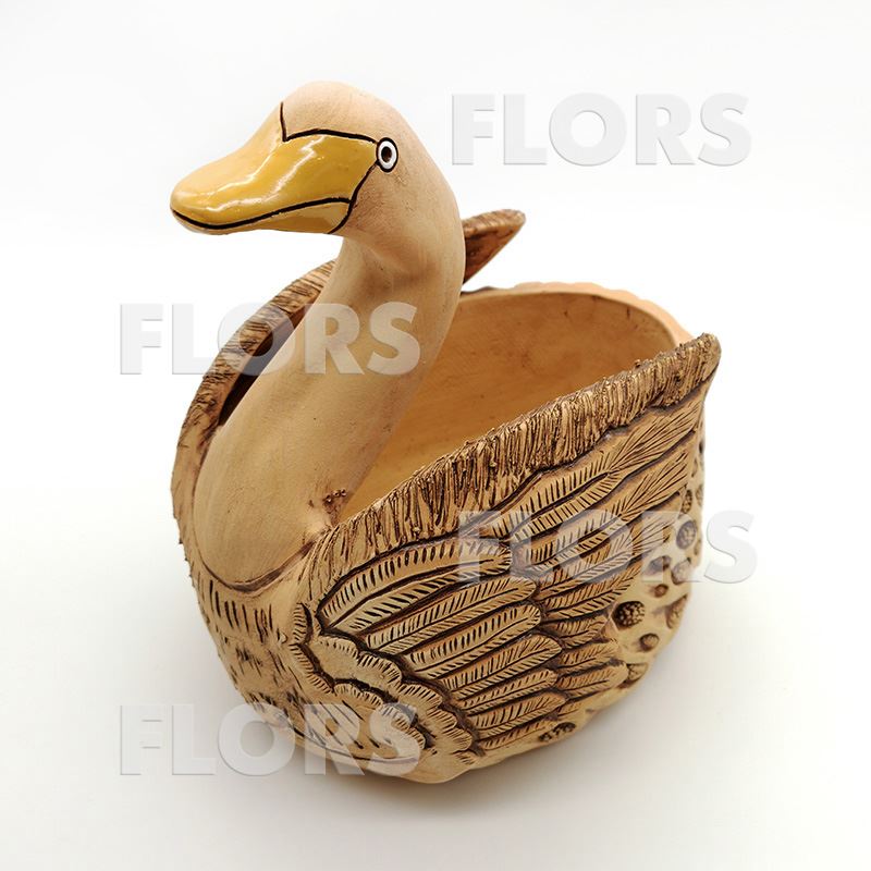 Кашпо керамика Лебедь терракотовый