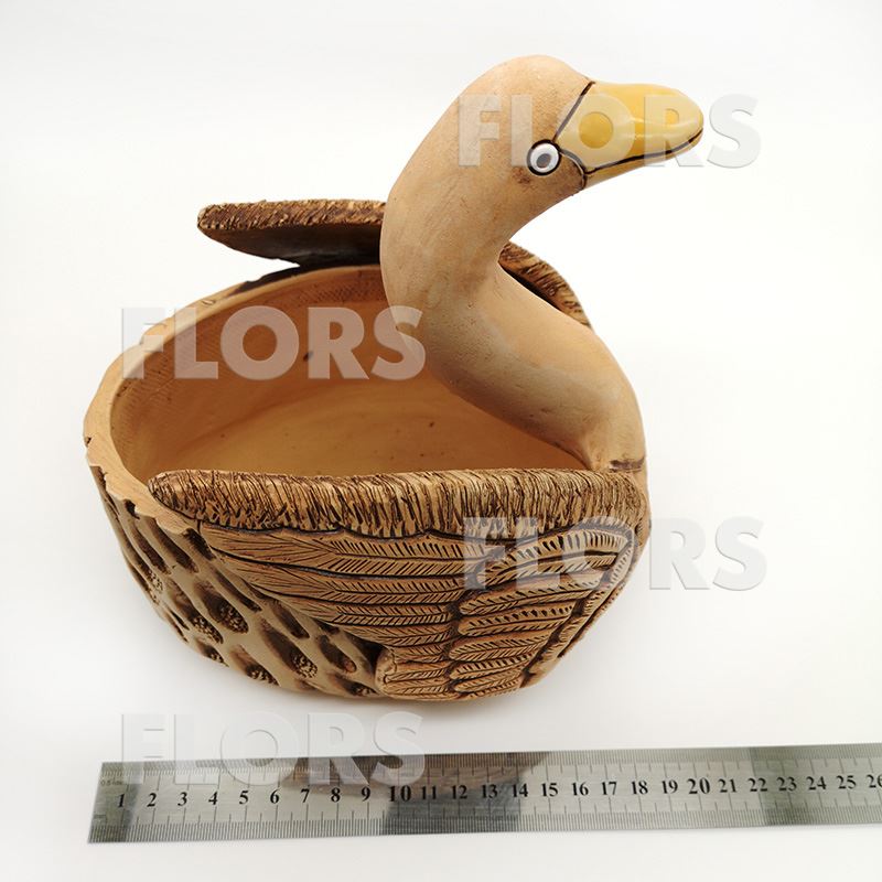 Кашпо керамика Лебедь терракотовый